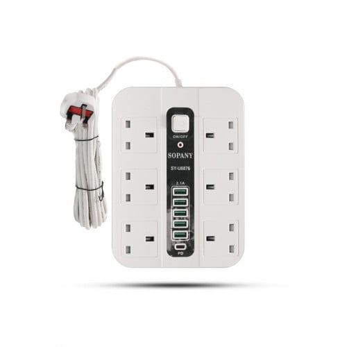 توصيلة كهربائية ذكية متعددة المخارج 6 قابس usb5 1...