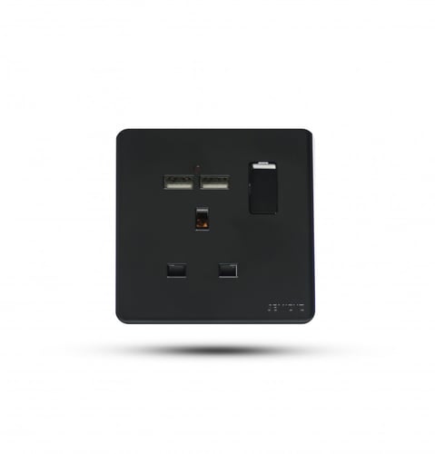 فيش مع 2مخرج usb بيانو اسود SEMICNZ