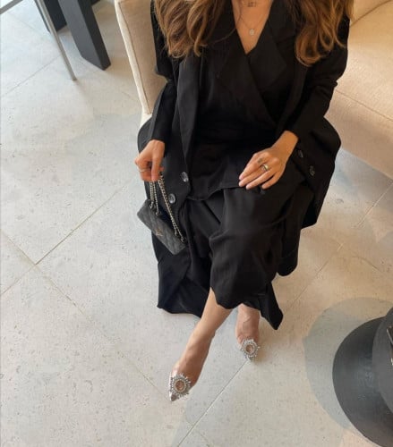 عبايه بقماش كتان 3 قطع