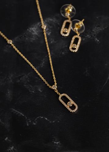 طقم كريستال سلسال + حلق مسيكا ديزاين ماركة Eleganc...