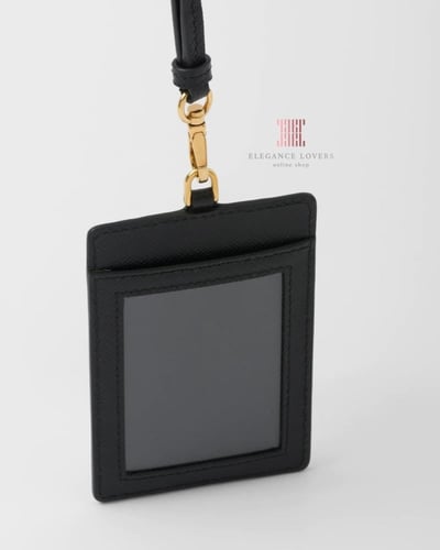 محفظة/حامل بطاقات ماركة برادا - Saffiano Black Lea...
