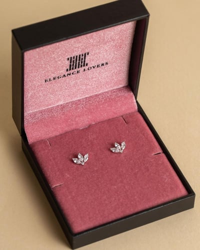 حلق تصميم ماريا تاش مطلي ذهب أبيض عار 18 ماركة Ele...