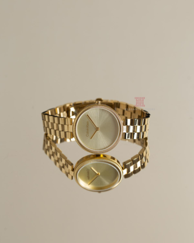 ساعة نسائية كريستال ماركة كالفين كلاين Gold CK