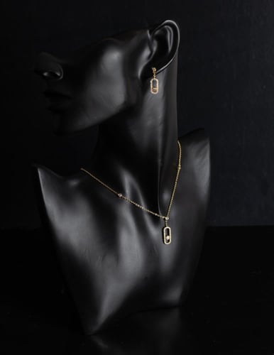 طقم كريستال سلسال + حلق مسيكا ديزاين ماركة Eleganc...
