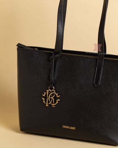 شنطة كتف مع سحاب علوي ماركة روبرتو كافالي - Black...