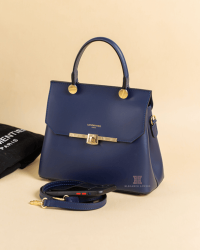 شنطة كتف ماركة LePARMENTIER - توب هاندل وسط كحلي