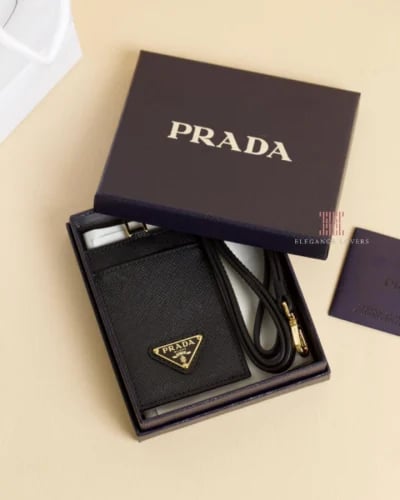 حامل بطاقات ماركة برادا - PRADA ID Card Holder in Black