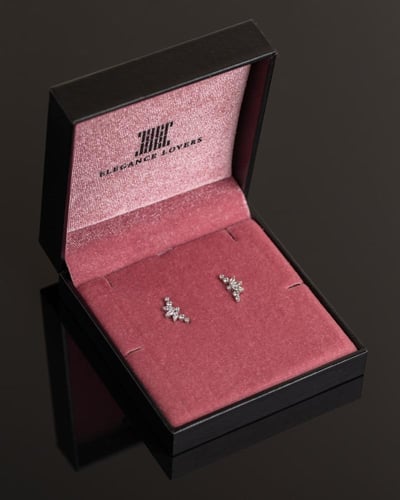 حلق تصميم ماريا تاش مطلي ذهب أبيض عار 18 ماركة Ele...