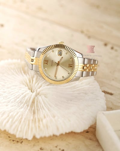 ساعة نسائية كريستال ماركة فوسيل - Two Tone