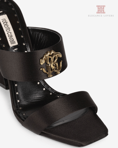 صندل عالي ماركة روبرتو كافالي لون أسود