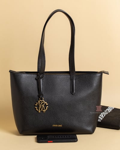 شنطة كتف مع سحاب علوي ماركة روبرتو كافالي - Black...