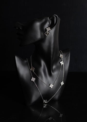 طقم كريستال سلسال + حلق فان كليف ديزاين ماركة Eleg...