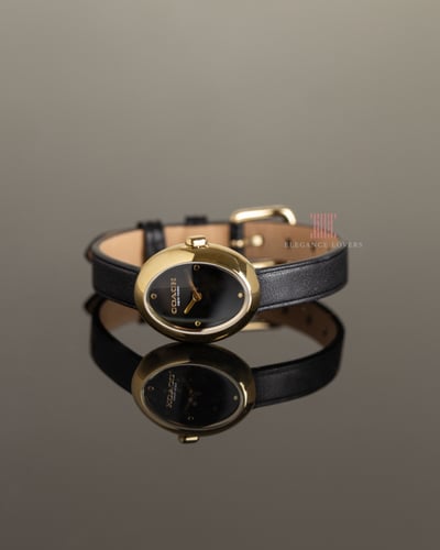 ساعة نسائية ماركة كوتش - Oval Black Strap