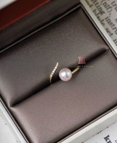 خاتم لؤلؤ ألماس و ذهب قيراط 14 ماركة جابرييل