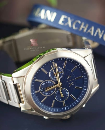 طقم رجالي ساعة + إسوارة رجالية ماركة أرماني إكسشين...