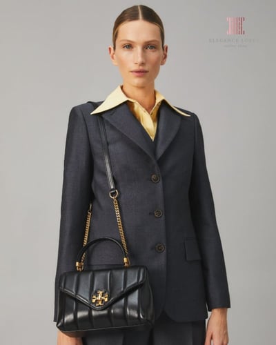 شنطة كتف/كروس ماركة توري بورش - أسود مقلم