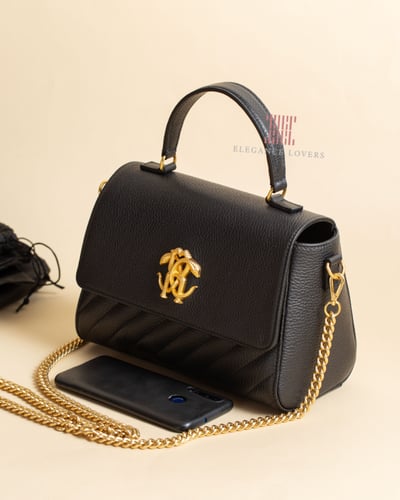 شنطة كتف/كروس ماركة روبرتو كافالي - أسود مقلم