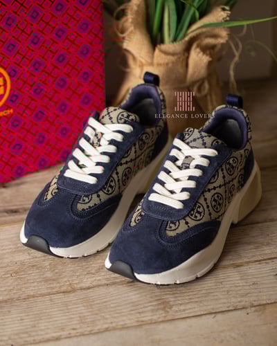 سنيكرز مرتفع ماركة توري بورش - Navy Logo