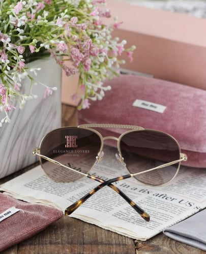 نظارة شمسية نسائية ماركة ميو ميو - Miu Miu Brown C...