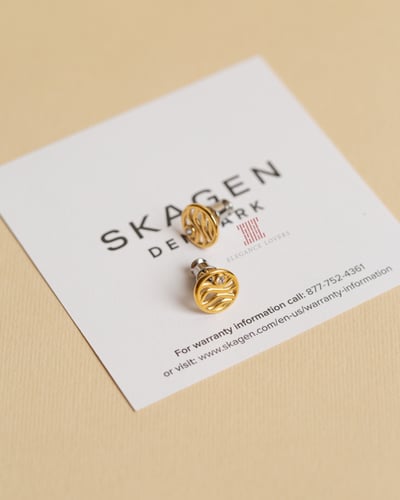 حلق كريستال ماركة سكيجان - Round Yellow Gold