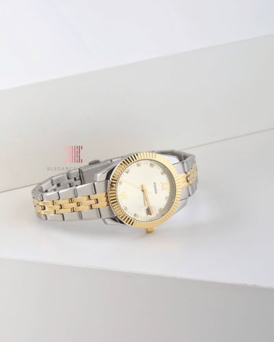 ساعة نسائية كريستال ماركة فوسيل - Two Tone