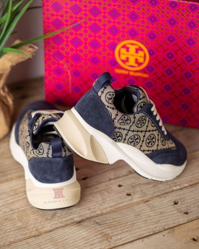 سنيكرز مرتفع ماركة توري بورش - Navy Logo