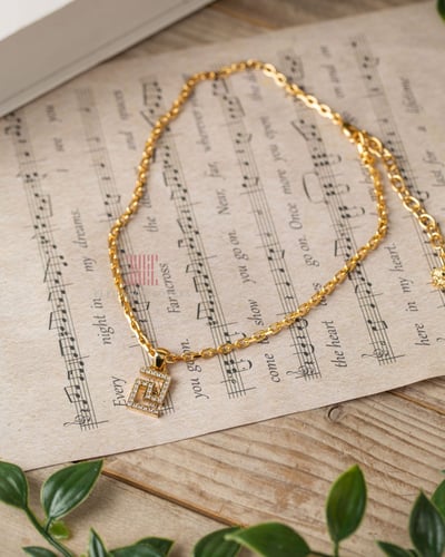 سلسال كريستال مطلي ذهب ماركة فرزاتشي