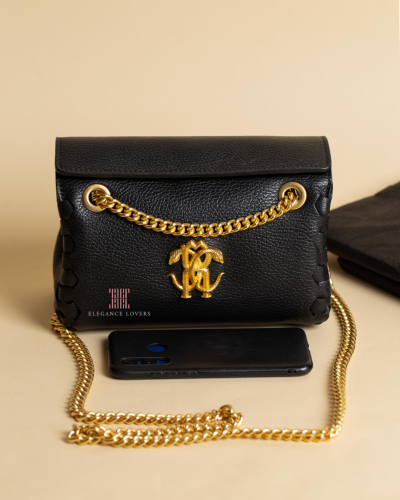 شنطة كتف/كروس ماركة روبرتو كافالي - أسود