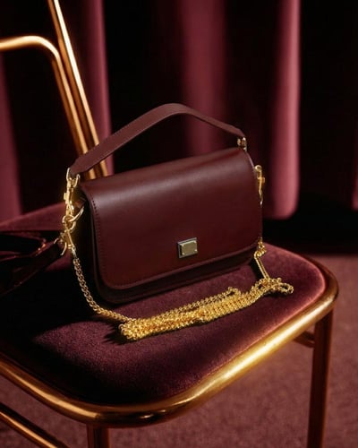 شنطة مستوحاة من D&G جلد طبيعي عنابي ماركة Elegance...