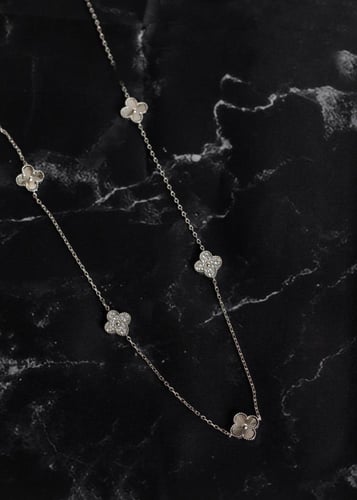 طقم كريستال سلسال + حلق فان كليف ديزاين ماركة Eleg...