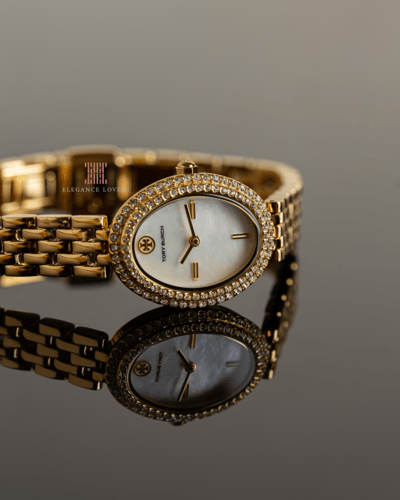 ساعة نسائية ماركة توري بورش Oval Gold & Crystals T...