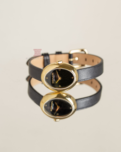 ساعة نسائية ماركة كوتش - Oval Black Strap
