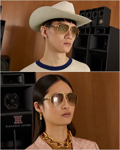 نظارة شمسية مناسبة للجنسين ماركة غوتشي - GUCCI Log...