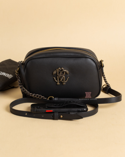 شنطة كروس ماركة روبرتو كافالي Black Camera Bag