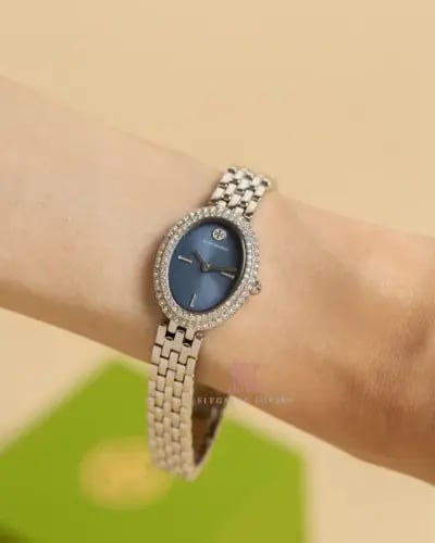ساعة نسائية ماركة توري بورش Silver Oval Blue Dial TBW6040