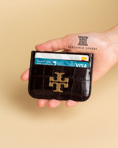محفظة بطاقات ماركة توري بورش - بني تمساحي