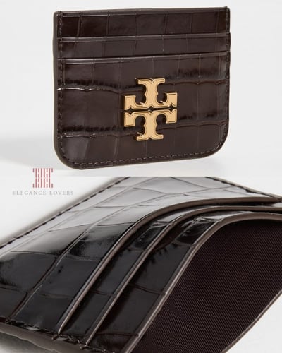 محفظة بطاقات ماركة توري بورش - بني تمساحي