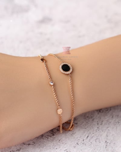 إسوارة كريستال/صدف مطلية ذهب ماركة فوسيل