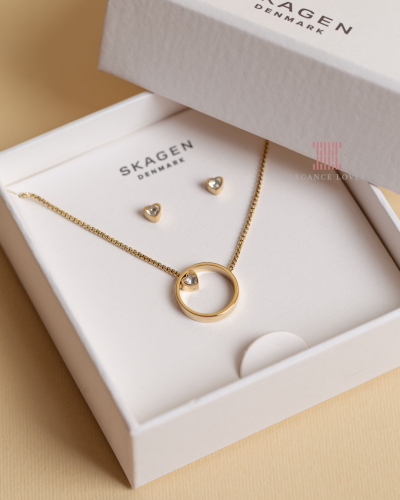 طقم سلسال + حلق ماركة سكيجان -Heart