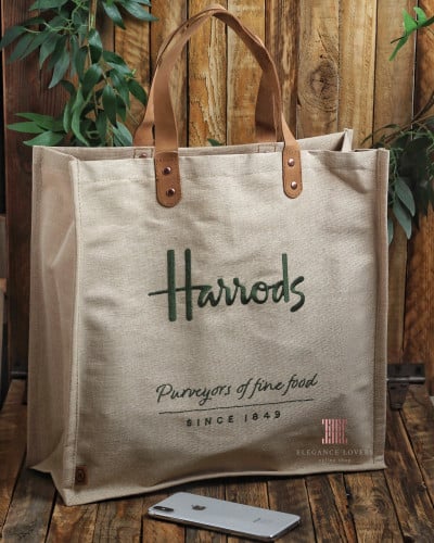 كيس قماش ماركة هارودز Jute Cotton Shopper Bag