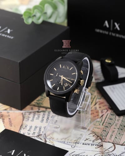 طقم ساعة رجالية مع تاق لشنط السفر ماركة ارماني اكس...