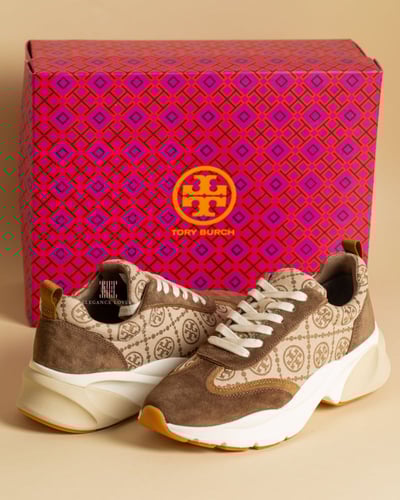 سنيكرز مرتفع ماركة توري بورش - Brown Logo