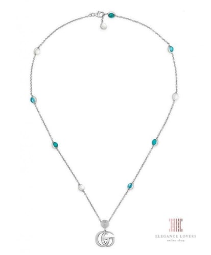 عقد من الفضة الخالص و الأحجار الكريمة ماركة غوتشي