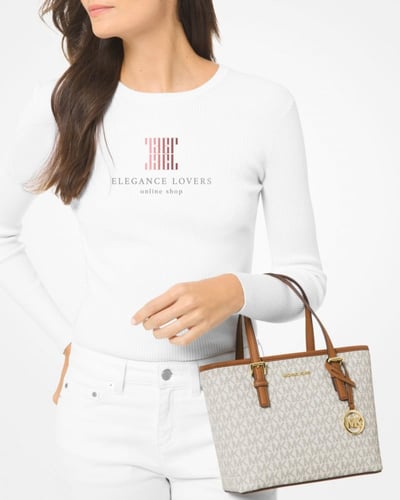 شنطة كتف ماركة مايكل كورس - أبيض/جملي سيقنتشر