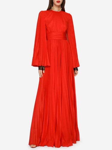 فستان سهرة طويل باكمام واسعة