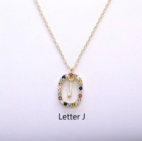 سلسال الاحرف فضه عيار 925 مرصع بالكرستال الملون