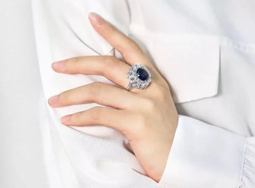 خاتم فاخر فضة عيار 925 بالحجر النقي الازرق