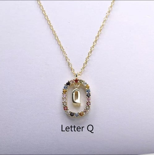 سلسال الاحرف فضه عيار 925 مرصع بالكرستال الملون