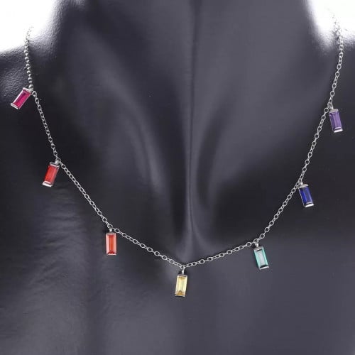 شوكر فضه عيار 925 بالكريستال الملون