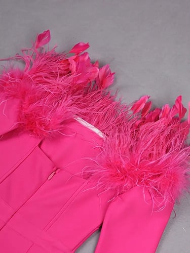 فستان مزين بالريش